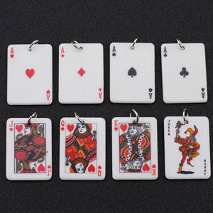 8pcs Poker Cards Charms Acrylic Pendants for Diy Jewelry Making
