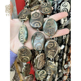 8pcs Strand Natural Tibetan Agates Dzi Beads Ellipse 30x40mm