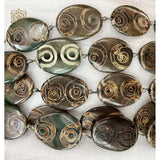 8pcs Strand Natural Tibetan Agates Dzi Beads Ellipse 30x40mm
