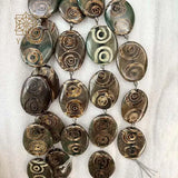 8pcs Strand Natural Tibetan Agates Dzi Beads Ellipse 30x40mm