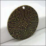 8pcs Vintage Round Charms Pendant Antique Bronze for Bracelets Necklace