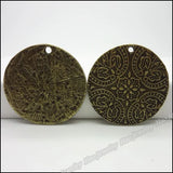 8pcs Vintage Round Charms Pendant Antique Bronze for Bracelets Necklace