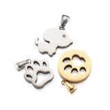 8pcs Stainless Steel Dog Footprint Charms for Jewelry Making