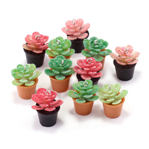 8pcs 3D Sim Succulents Charms Pendants for DIY Jewelry