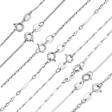 8pcs 925 Sterling Silver Link Chains for Women,45cm Long Chain Necklace