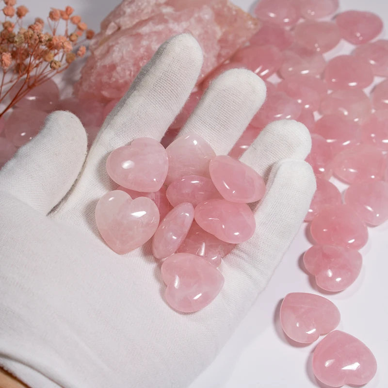 8pcs Rose Crystal Stone Charms Love 25mm No Hole Heart Beads for Jewelry Making
