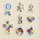 8pcs Cross Round Heart Puzzle Charms Pendant DIY Necklaces Bracelet
