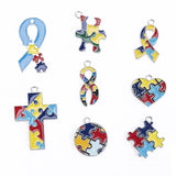 8pcs Cross Round Heart Puzzle Charms Pendant DIY Necklaces Bracelet