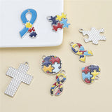 8pcs Cross Round Heart Puzzle Charms Pendant DIY Necklaces Bracelet