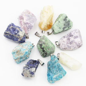 Natural Raw Stone Necklace Pendants Amethysts Quartz Charms DIY Jewelry Earrings