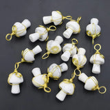 8pcs Natural Stone Metal Pendant Turquoise Mushroom Necklace Charms DIY