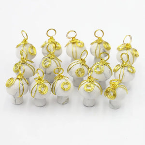 8pcs Natural Stone Metal Pendant Turquoise Mushroom Necklace Charms DIY