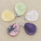 8pcs Natural Stone Necklaces Pendants Water Drop Charms DIY Jewelry