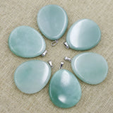 8pcs Natural Stone Necklaces Pendants Water Drop Charms DIY Jewelry
