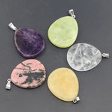 8pcs Natural Stone Necklaces Pendants Water Drop Charms DIY Jewelry