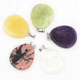 8pcs Natural Stone Necklaces Pendants Water Drop Charms DIY Jewelry