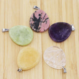 8pcs Natural Stone Necklaces Pendants Water Drop Charms DIY Jewelry