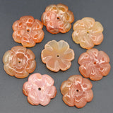 8pcs Natural Stone Red Agate Flower Pendant Necklace Charms