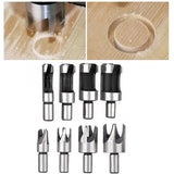 8pcs Carbon Steel Wood Plug Cutter 10mm Round Shank Drill Bit Set