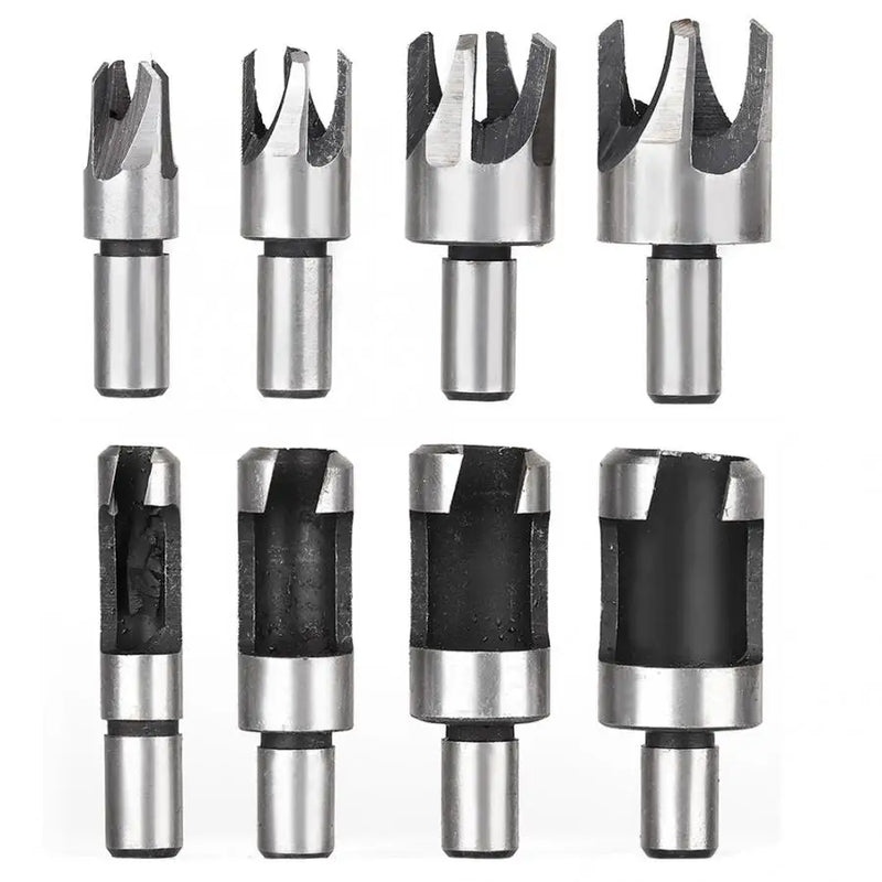 8pcs Carbon Steel Wood Plug Cutter 10mm Round Shank Drill Bit Set