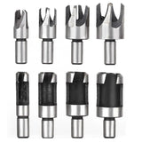 8pcs Carbon Steel Wood Plug Cutter 10mm Round Shank Drill Bit Set