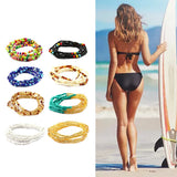 8pcs Colorful Waist Bead Chain Glass Elastic Set Women Belly Bracelet Anklet