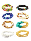 8pcs Colorful Waist Bead Chain Glass Elastic Set Women Belly Bracelet Anklet