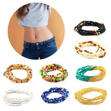 8pcs Colorful Waist Bead Chain Glass Elastic Set Women Belly Bracelet Anklet