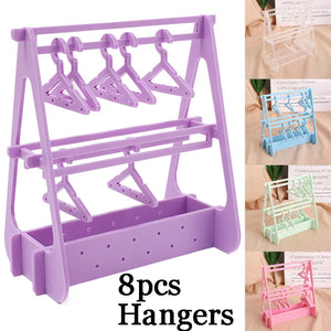 8pcs Mini Coat Hangers Jewelry Display Stand Earrings Storage Frame