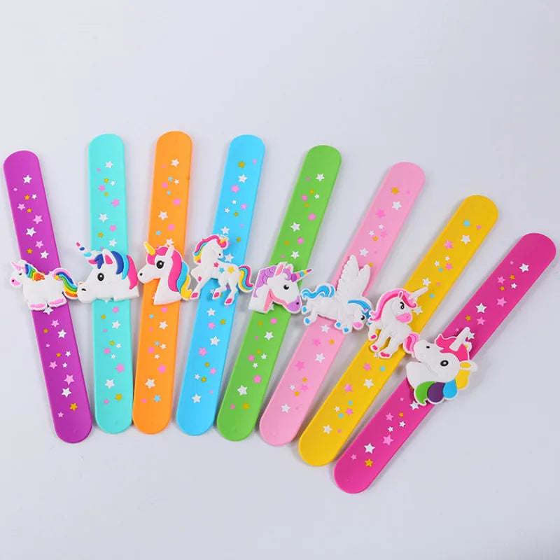 8pcs Unicorn Slap Bracelet Papa Wristband Cuff Bangles Kids