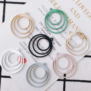 8pcs DIY Alloy Round Spray Paint Pendant Earring Accessories
