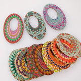 DIY Wood Chip Oval Pendant Earrings Supplies 8 Pieces