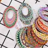 DIY Wood Chip Oval Pendant Earrings Supplies 8 Pieces