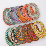 DIY Wood Chip Oval Pendant Earrings Supplies 8 Pieces