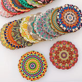 DIY Wood Chip Flower Pendant Earring Accessories - 8 Pieces