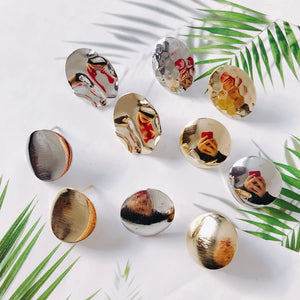 8pc Alloy Round White K Gold Bead Cap Earrings Jewelry