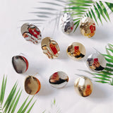 8pc Alloy Round White K Gold Bead Cap Earrings Jewelry