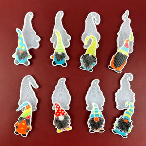 Set of 8 Gnome Dwarf Pendant Silicone Mould for Epoxy DIY Necklace Earrings