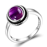 Sterling Silver Oval Natural Amethyst Ring Vintage Fine Jewelry