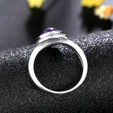 Sterling Silver Oval Natural Amethyst Ring Vintage Fine Jewelry
