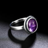 Sterling Silver Oval Natural Amethyst Ring Vintage Fine Jewelry