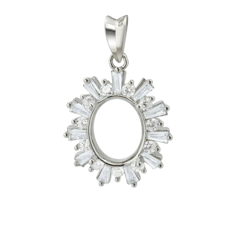 8x10MM Breast Milk Resin Oval Pendant Setting 925 Sterling Silver