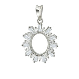 8x10MM Breast Milk Resin Oval Pendant Setting 925 Sterling Silver