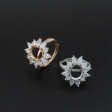 Rose Plated 925 Silver Adjustable Ring Settings for Gemstone DIY