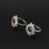 Rose Plated 925 Silver Adjustable Ring Settings for Gemstone DIY