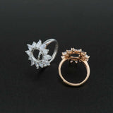 Rose Plated 925 Silver Adjustable Ring Settings for Gemstone DIY