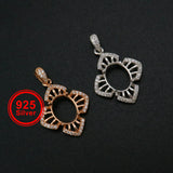 Vintage Flower Rose Prong Pendant Setting Solid 925 Sterling Silver Charm Bezel