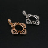 Vintage Flower Rose Prong Pendant Setting Solid 925 Sterling Silver Charm Bezel