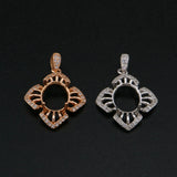 Vintage Flower Rose Prong Pendant Setting Solid 925 Sterling Silver Charm Bezel