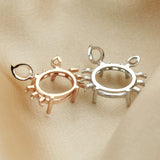 Animal Crab Oval Pendant Setting, 925 Sterling Silver